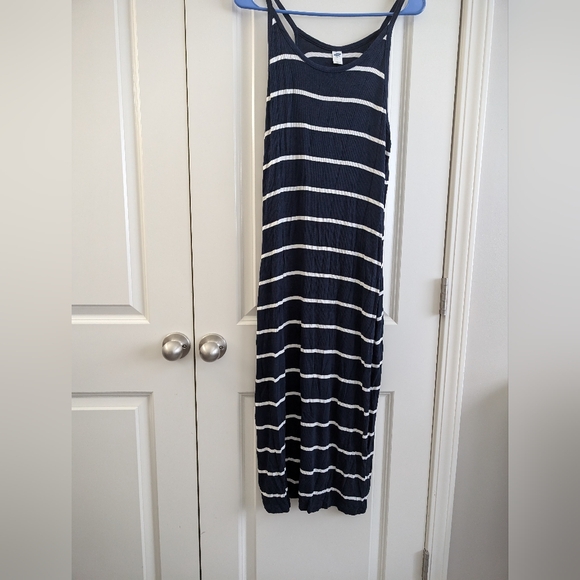 EUC- Blue and White Striped Tank Dress Size Large - Picture 2 of 3